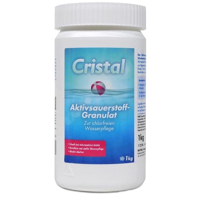 Granulato d’ossigeno attivo Cristal in confezione da un chilogrammo, metà di un sistema a due prodotti