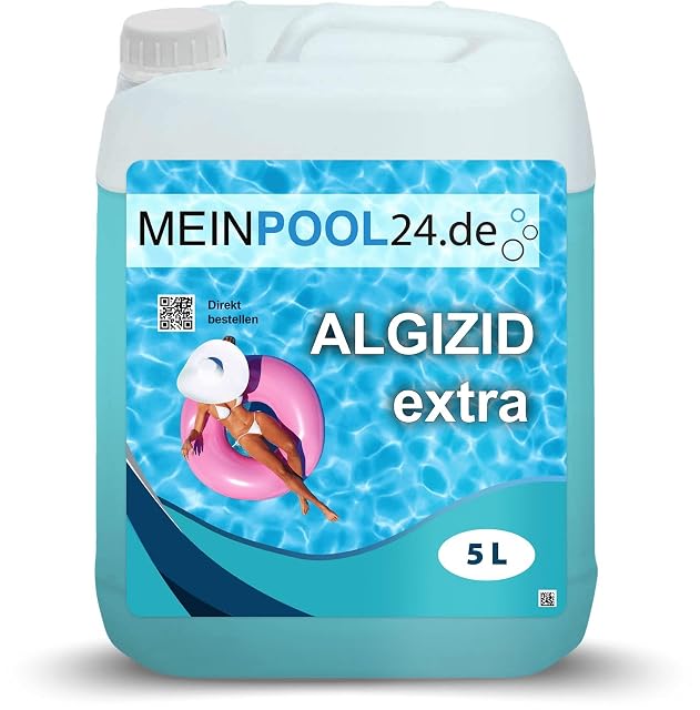 Alghicida liquido Meinpool24.de in tanica da cinque litri per la cura della vasca