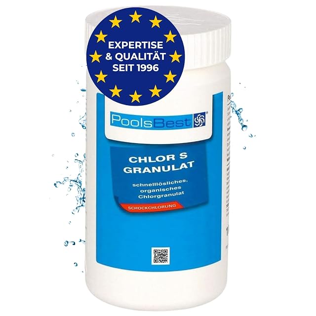 Granulato PoolsBest Chlor S al 56 per cento di cloro attivo organico con un misurino