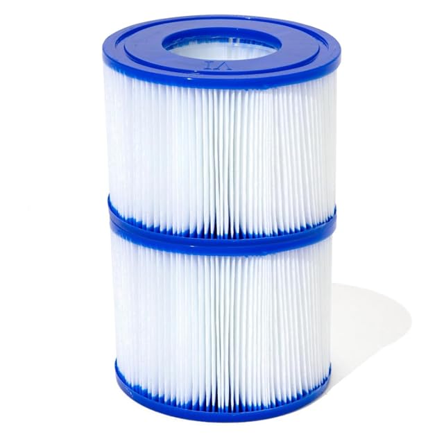 Due cartucce filtranti da spa Bestway di tipo VI bianche con struttura a lamelle plissettate