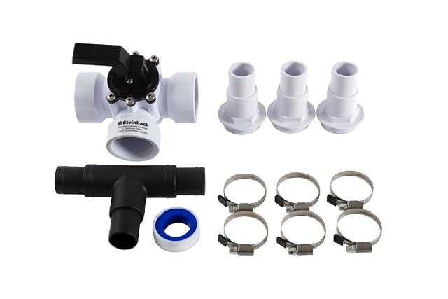 Kit di valvola di bypass a tre vie Steinbach con raccordo a T, portagomma, fascette e nastro in PTFE