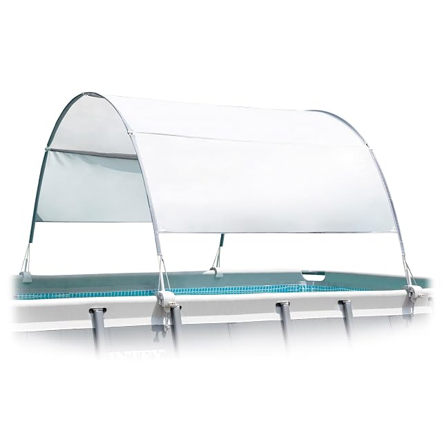 Tenda da sole Intex che ombreggia una piccola vasca rettangolare fuori terra