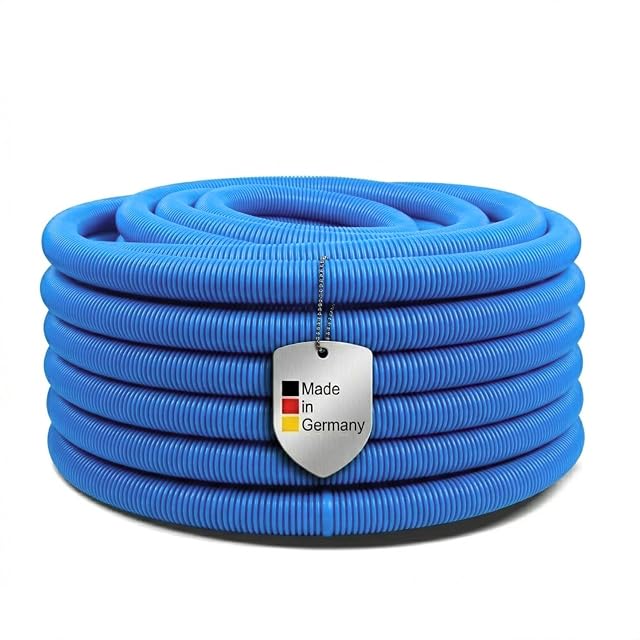 Tubo per vasca in polietilene corrugato POOL Total blu da 38 mm di diametro con manicotti stampati