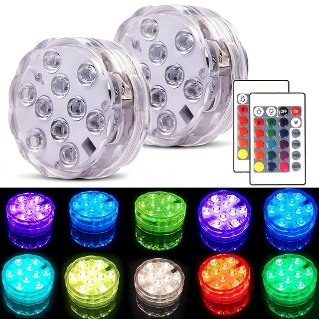 Due lampade da piscina galleggianti Anziner a LED RGB, con il loro telecomando