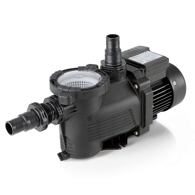 Pompa da piscina Arebos con prefiltro integrato, apparecchio compatto da 350 watt con raccordi 32/38 mm