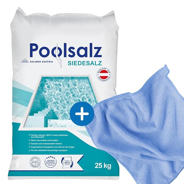 Sale per vasca kör4u, un sacco da venticinque chili di sale evaporato fine con un panno in microfibra