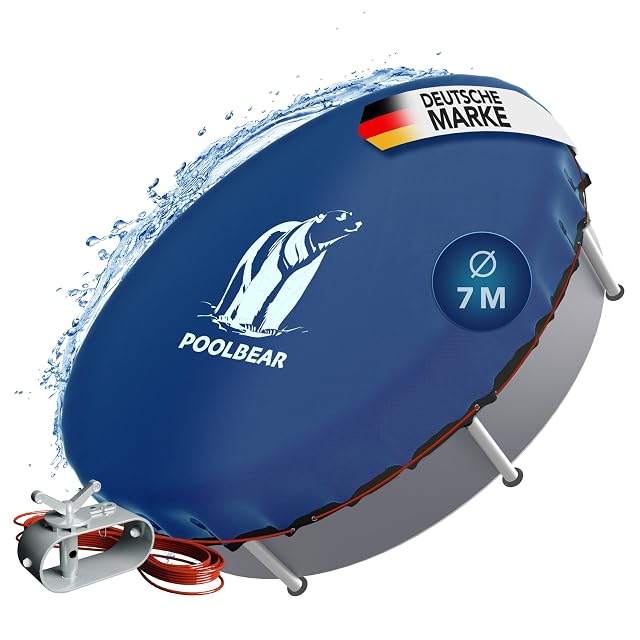 Telo termico rotondo reversibile PoolBear con cavo d’acciaio da 3 millimetri